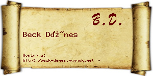 Beck Dénes névjegykártya