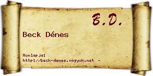 Beck Dénes névjegykártya